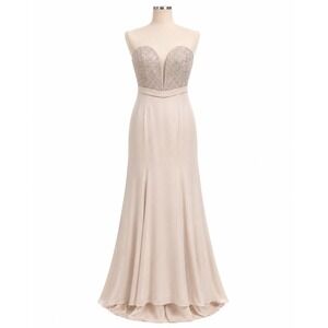 Aspeed Evening Gown Women Small Champagne Beaded Lace Mermaid Prom Dress Wedding